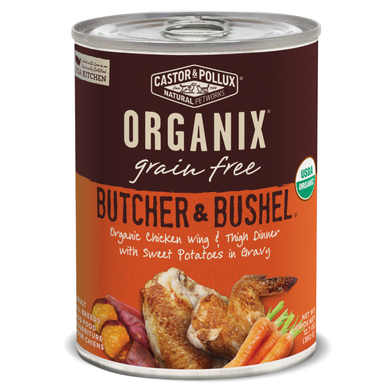 Castor and Pollux Organix Butcher and Bushel Organic Chicken Wing and Thigh Dinner Canned Dog Food