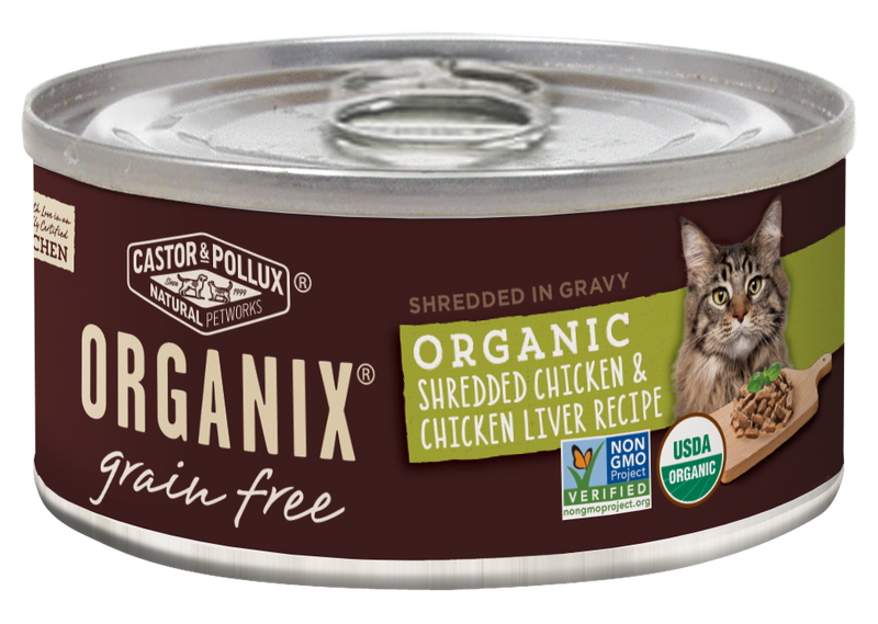 Castor and Pollux Organix Grain Free Organic Shredded Chicken and Chicken Liver Canned Cat Food