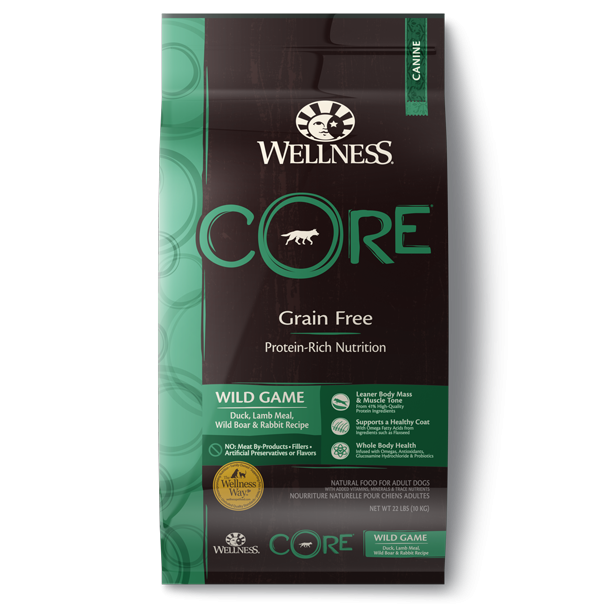 Wellness CORE Grain Free Natural Wild Game Duck, Turkey, Wild Boar and Rabbit Recipe Dry Dog Food