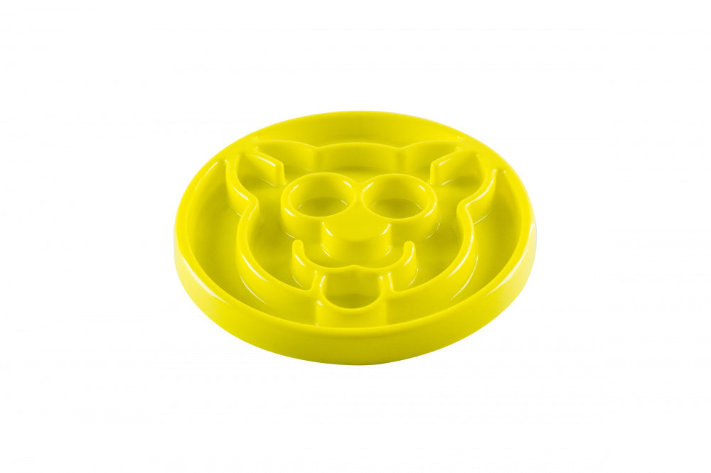 BeOneBreed Yellow Slow Feeder Cat Food Bowl