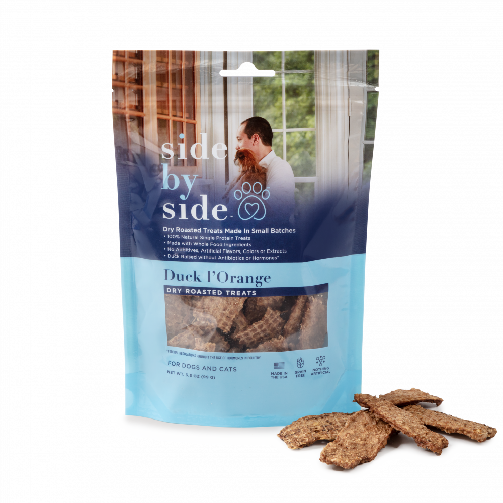 Side By Side Small Batch Dry Roasted Duck l'Orange Dog & Cat Cooling Treats